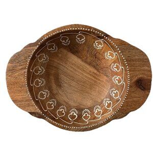 Cravings by Chrissy Teigen 10x13” Mango Wood Serving Bowl Hand Painted Boho